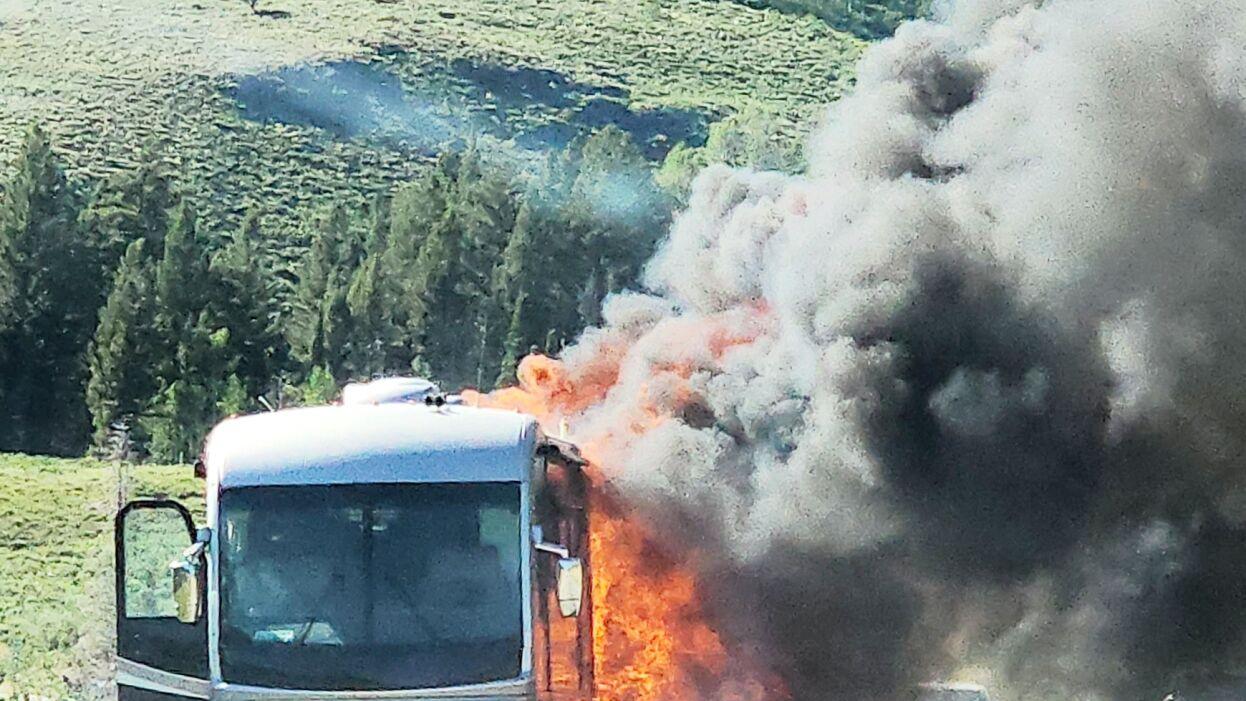 Motorhome catches fire in Logan Canyon